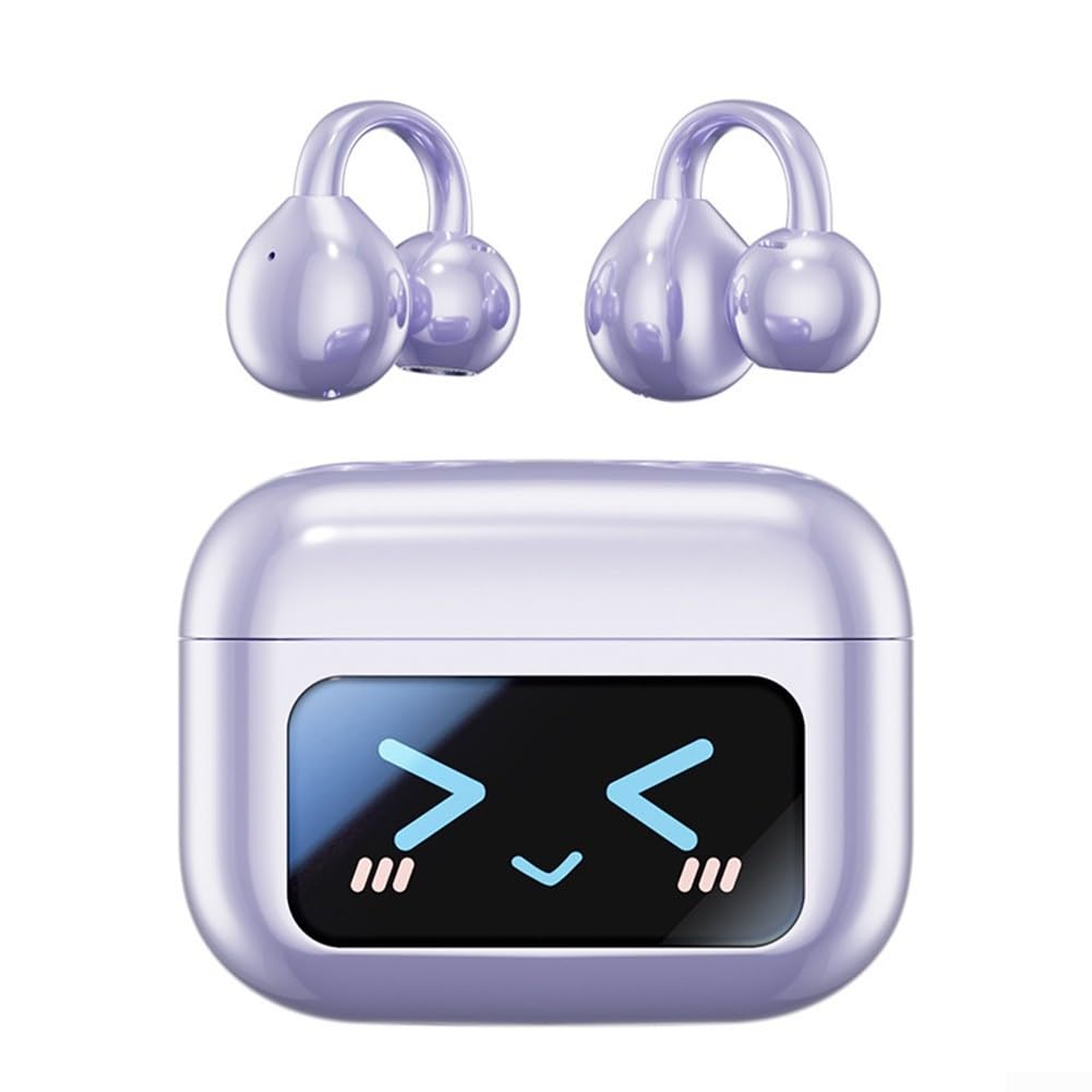 Auriculares inalámbricos de oído abierto con sonido HiFi y pantalla LED para Android y dispositivos, ajuste ligero y cómodo para juegos, música y llamadas (traducción en negro)