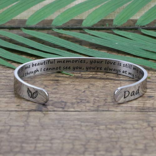 JoycuFF Memorial Gifts for Loss of Mom Dad in Memory of Jewelry Sympathy Bracelet Bereavement Cuff Secret Message Engraved Grief Gifts for Women4