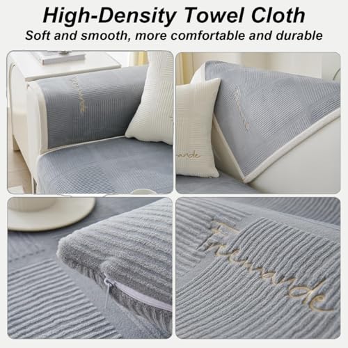 Bettschlange Couch Überzug, Sofa Überzug 1 2 3 4 Sitzer, Sofaschoner rutschfest, L Form Sofaüberwurf, Sofadecken für Sitzfläche, Universelle Sofadecke Überwurf, Sofabezug Ecksofa,Grau,70x70cm