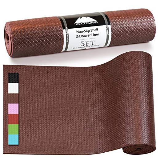 Drawer and Shelf Liner - Truly Non-Slip, Heavy, Thick, Durable Material - Easily Cut to Fit Any Size Drawer, Indoor/Outdoor Use (5 FT, Brown)