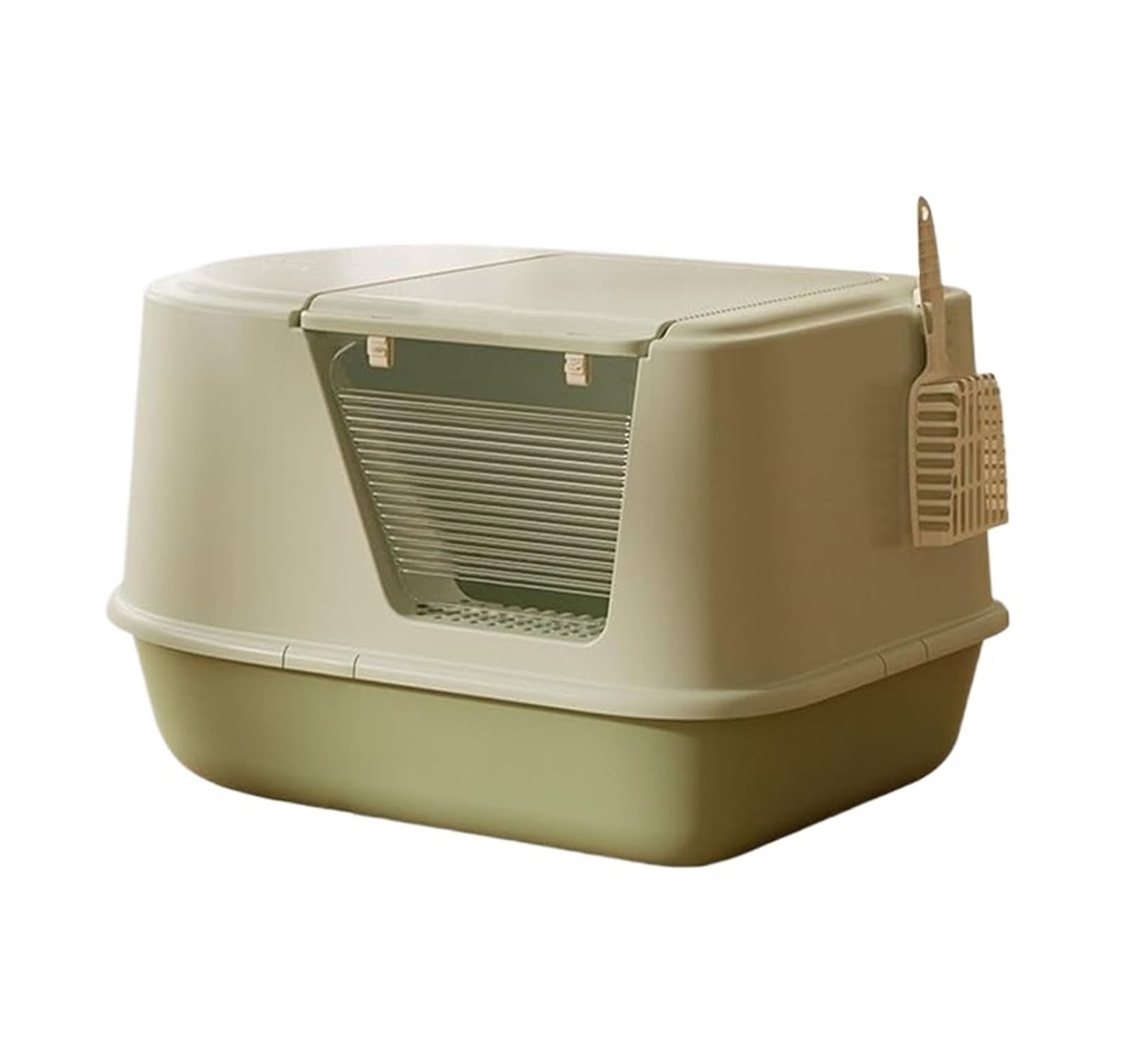 Caja de Arena Caja de Arena for Gatos Completamente Cerrada con Solapa en la Parte Delantera Bandeja de Arena extraíble Grande Inodoro for Gatitos fácil de Limpiar Grande(Groen)