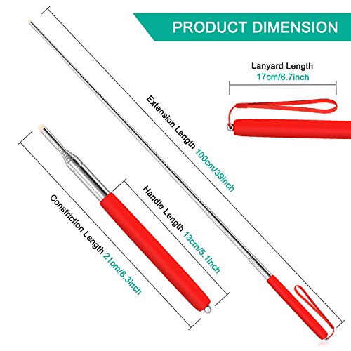 Alcoon 3 Pack Telescopic Teachers Pointer Retractable Handheld Presenter Extendable Classroom Whiteboard Pointer With Lanyard For Teachers, Coach, Presenter, Extends To 39 Inch (Black, Red, Blue) #TOP1