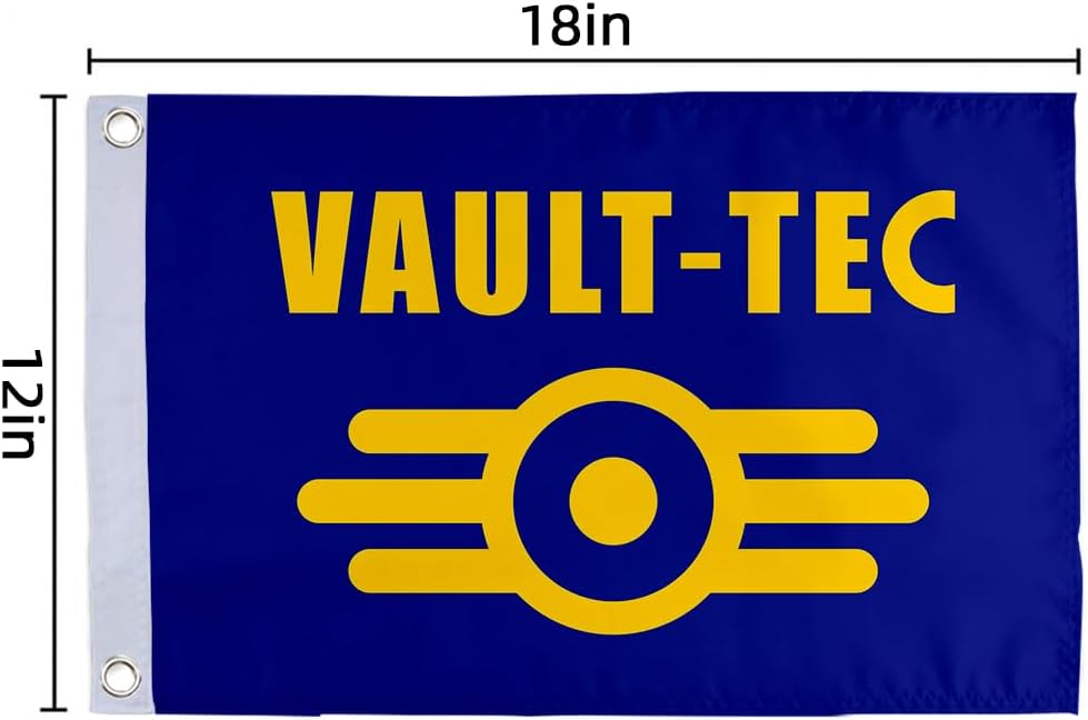 Bayyon Small Flag Double Sided Vault Tec Flag- 12"" X 18"" Inch Boat Motorcycle Yacht Boat Bike Car Flag with 2 Brass Grommets image 2