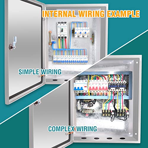 304 Stainless Steel Electrical Enclosure Box20 X 16 X 8'', Nema4X Ip66 Outdoor Electrical Box Stainless Steel Junction Box, General Electric Project Box With Lock And Mounting Plate. (20 * 16 * 8'') #TOP4
