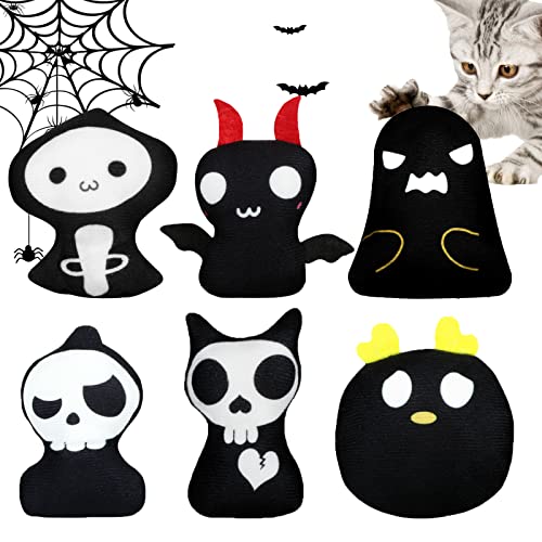 Yhomu Cat Catnip Toys Horrible Ghost Cat Chew Toy Bite Resistant Catnip Toys Set Of 6 Ghost Monster 2-Sided Catnip Filled Teething Chew Toys Pet Gift For Kitten Cats #TOP24