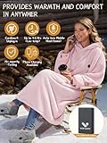 Beheizte Hoodie Decke mit Ärmeln,Heizdecke mit Ärmeln Kabellos mit Akku,10000mAh,Geschenk für Frauen,Tragbare Decke zum Anziehen Erwachsene Kuscheldecke,Weihnachtsgeschenke für Freundin Mütter75*110cm