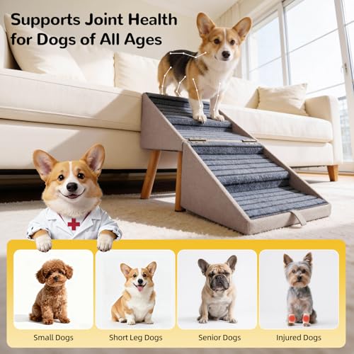 Image of 17.13 inch H Foldable Dog ramp for Couch, 2-in-1 Pet Steps & Ottoman