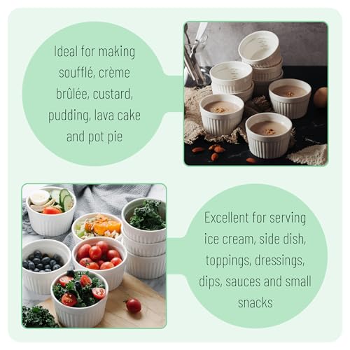BTaT- Creme Brulee Ramekins 6 oz, Set of 8, Oven Safe Ramekins Oven Safe, - Thumbnail 5