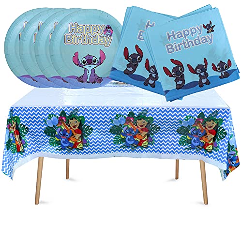 Lilo and Stitch Party Decorations20pcs plates20pcs napkins and 1 Tablecover TableclothLilo and Stitch Birthday Party