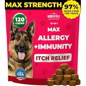 Mighty Petz MAX Dog Allergy Relief Chews – Itch Relief with Colostrum, Probiotics & Immune Support for Seasonal Allergies & Itchy Skin
