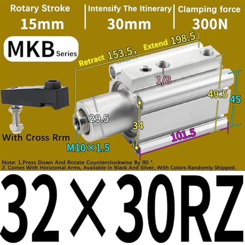 Vérin pneumatique à angle MKB32x30RZ pour libérer l'espace de bridage