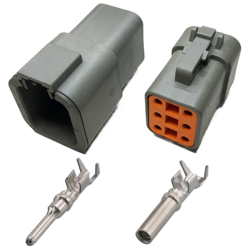 DTP04-2p Automotive Sealed Water Proof Connector 2p4p6p Harness Plug High Current Spot Lamp Socket(6p,5sets)