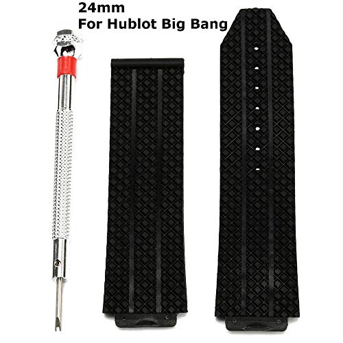 KKmoon 24mm relógio pulseira de silicone faixa de relógio substituição banda ferramenta para hublot