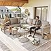 ZIDEY Gartenlounge-Set mit verstellbare Beine, Gartensofa-Set für 5-6 Personen, Outdoor-modular Sofa mit Couchtisch, Gartenmöbel-Set, Loungemöbel, Balkonset, wetterfest,Beige