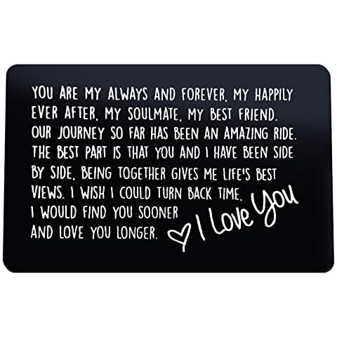 Anniversary Card Gifts for Him Engraved Wallet Insert Card for Boyfriend Husband You are My Always and Forever Valentines Day Gifts for Men Christmas Birthday Gifts I Love You Gifts for Him Cover