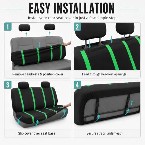 Image of FH Group Car Seat Covers Rear Set Cloth - Car Seat Covers with Removable Headrest,Universal Fit,Automotive SeatCovers,Washable Car SeatCover for SUV,Sedan,Van Green