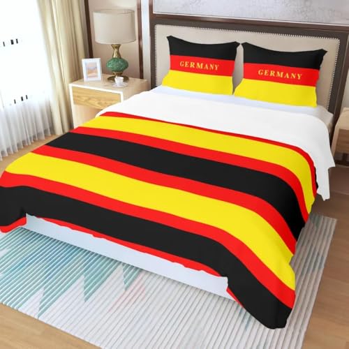 RZPFQB Drapeau Housse de Couette 1 Personne 140x200 Enfant Allemagne Drapeau Enfant GarçOn Fille Ado Parure de Lit en Microfibre Noir Rouge Jaune Ensemble de...