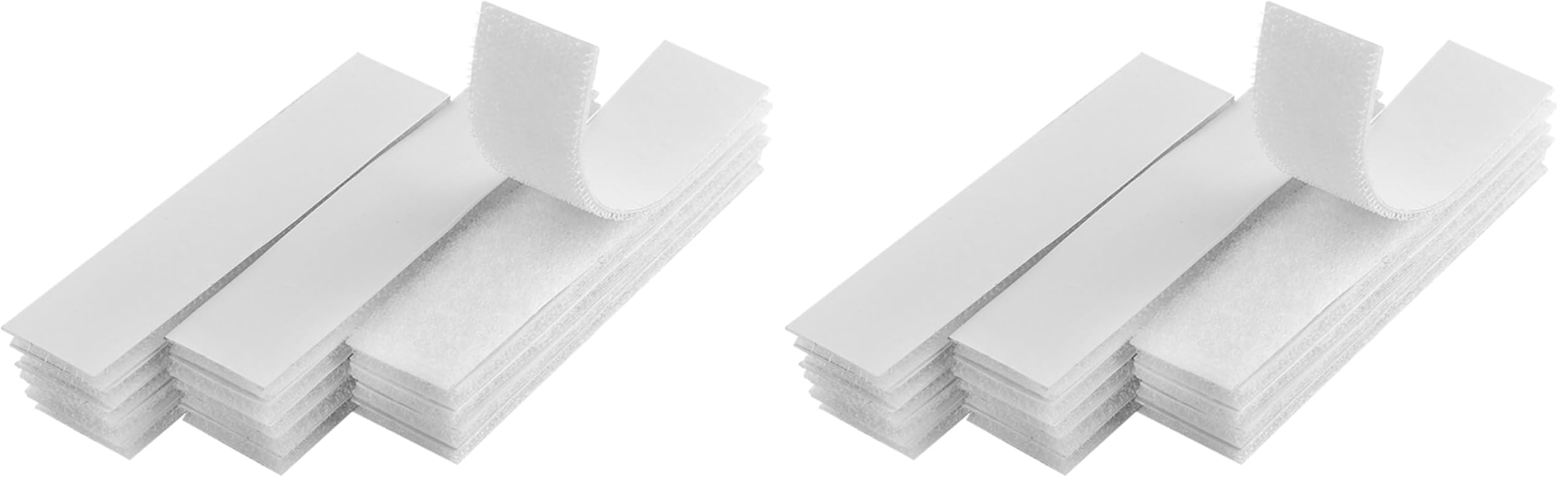 Melsan 1x4 inch Self Adhesive Hook and Loop Strips - 15 Sets - White Sticky Back Tape Fastener, Heavy Duty Mounting Strips for Home or Office Use - Instead of Holes and Screws (Pack of 2)