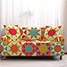 FANSU Stretch Sofabezug Stretch Antirutsch Sofaüberwürfe mit Armlehnen, 3D Mandala-Blume Druck Ecksofa L Form Sofa/Couchbezug/Sesselbezug für Wohnzimmer Wohnkultur (Patchwork A,1 Sitzer/90-140cm)