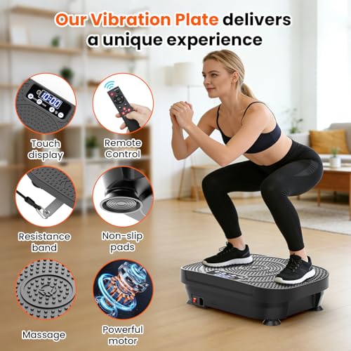 Image of AXV Vibration Plate Fitness Platform Exercise Machine Vibrating Shaking Full Body Shaker Workout Vibrate Stand Shake Board Sport for Weight Loss Fat Burner for Gym Home Office
