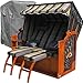 Produktbild XINRO® XXL Strandkorb # 2-Sitzer Strandkorb XXL # Strandkorb Ostsee # 2X komplett wechselbare BEZÜGE # Uni Bezug anthrazit # +Bonus Bezug Olive kariert # inkl. Strandkorbhülle # Polyrattan: schwarz