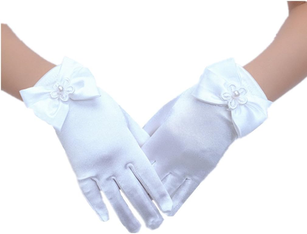 Wedding Flower Girl's Stretch Satin Dress Gloves