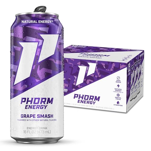 Phorm Energy Drink, Grape Smash Flavor, 200 MG Natural Caffeine From Green Tea, Sugar Free...