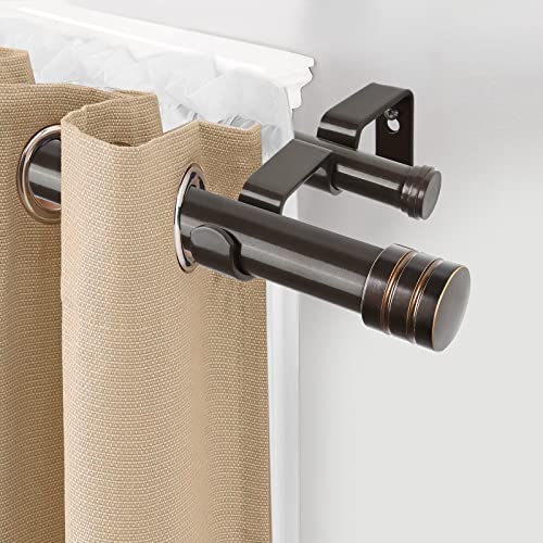 Tonial1 Inch Double Curtain Rods 36 To 72 Inches (3-6Ft), Decorative Drapery Rod For Windows 24 To 68 Inches (6-5.7Ft) With Classic Cap Finial, Bronze #TOP1