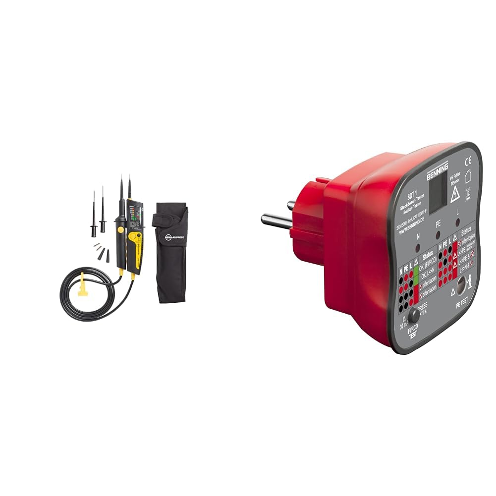 Beha-Amprobe 2100-Gamma Pro Spannungsprüfer mit Messspitzen-Verlängerungskit & Benning SDT 1. Steckdosentester