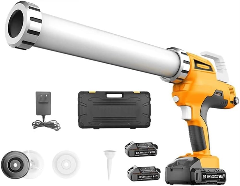Pistolets à calfeutrer Pistolet à calfeutrage alimenté par Batterie Li-ION 21 V Pistolet adhésif à calfeutrage de Mastic 20 Oz/600 ML avec Buses (2battery)