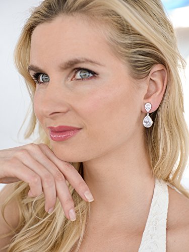 Mariell Cubic Zirconia Crystal Teardrop Dangle Bridal and Wedding Earrings, CZ Jewelry for Brides, Bridesmaids, Homecoming, Prom and Dressy Everyday Wear2