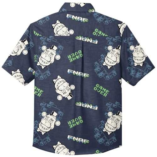 Five Nights at Freddy's Freddy Game Over All-Over Print Boy's Navy Short Sleeve Button-Down Shirt3