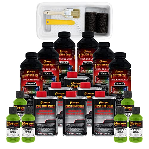 Image of Custom Coat Lime Green Urethane Roll-On Truck Bedliner Kit 1.5 Gallon