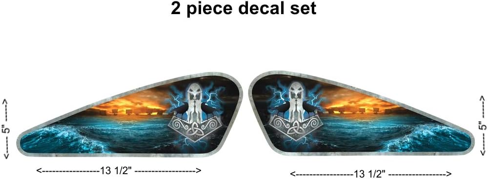 Thor's Hammer- Fuel Tank Vinyl Decals Stickers - 2pc Set - for Harley Davidson Sportster Chopper Bobber Iron