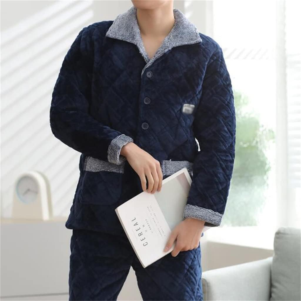 Warm Quilted Home Clothes Pajamas Men's Three-layer Thickened Padded Autumn And Winter