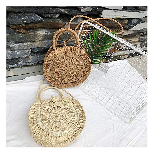 Image of Teeya Straw Crossbody Bag Women Weave Shoulder Bag Round Summer Beach Purse and Handbags