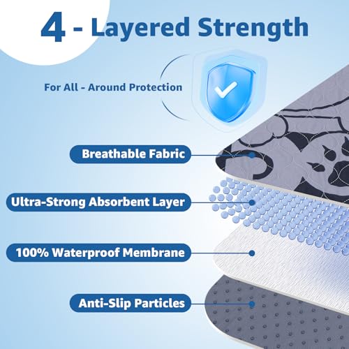 Image of Washable Pee Pads for Dogs with Pheromones : 2 Packs Reusable Puppy Pads Super Absorbnet Dog Floor Mats for Whelping, Incontinence, Training, Crate, 48x48