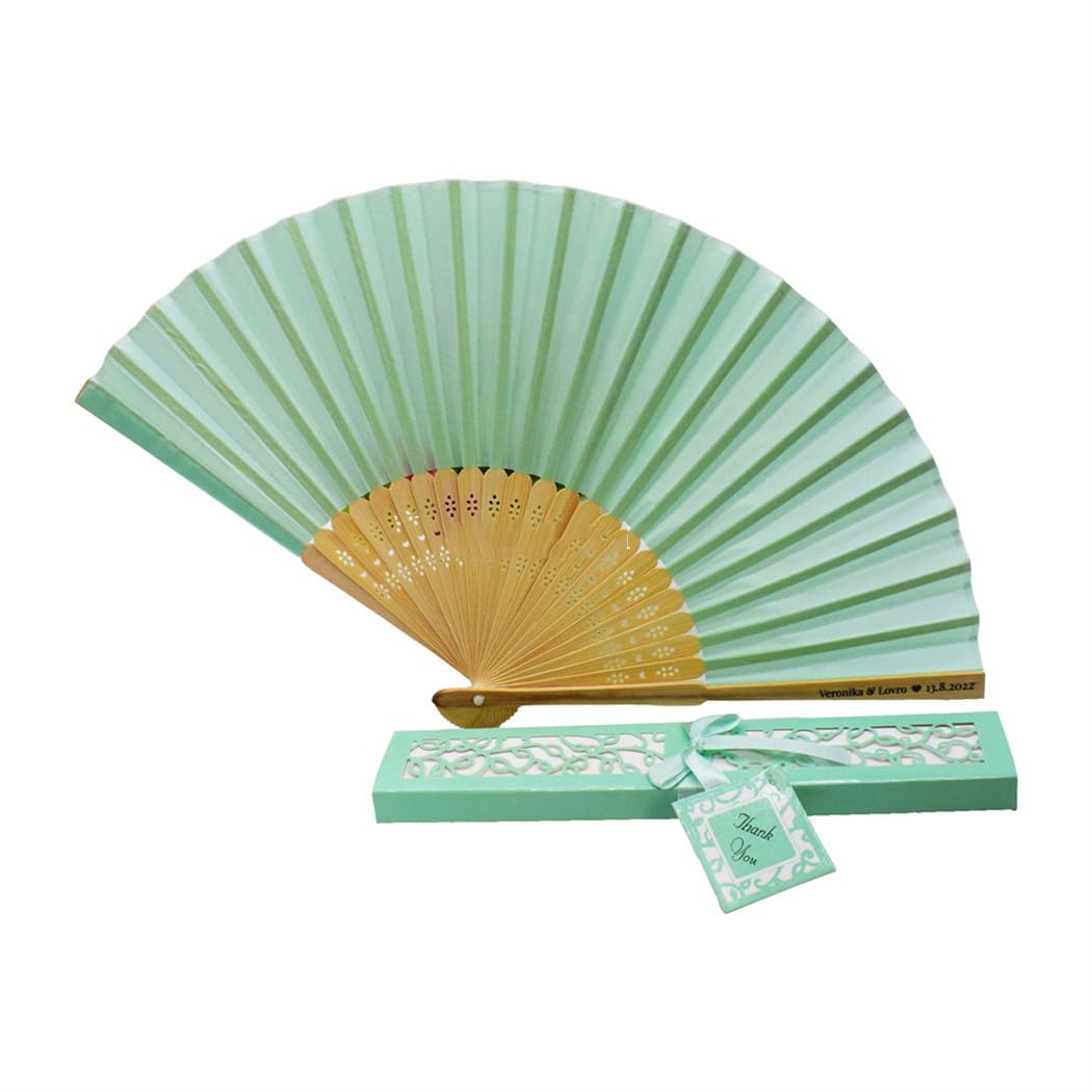20-80Pcs Personalisieren Hochzeit Party Gefälligkeiten Für Kinder Geburtstag Geschenk Bambus Tuch Hand Fan Mit Geschenkbox Für Gast