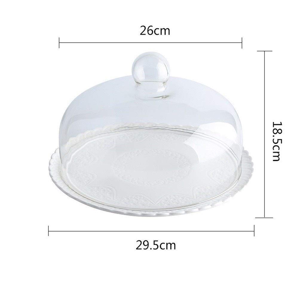 Hochzeitsbankett-Dekorationsteller, mit Glasabdeckung, Desserttisch, Gebäck, Präsentationstablett, Kuchenkuppel, Küche, Käseteller-Abdeckung(Bianco)