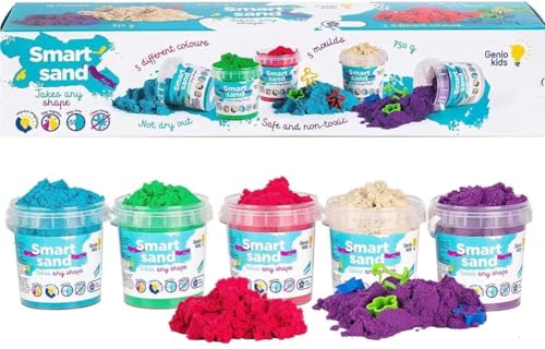 Genio Kids Magic Sand 750g Zaubersand - 5 Farben Bunter Sand Set, 5...