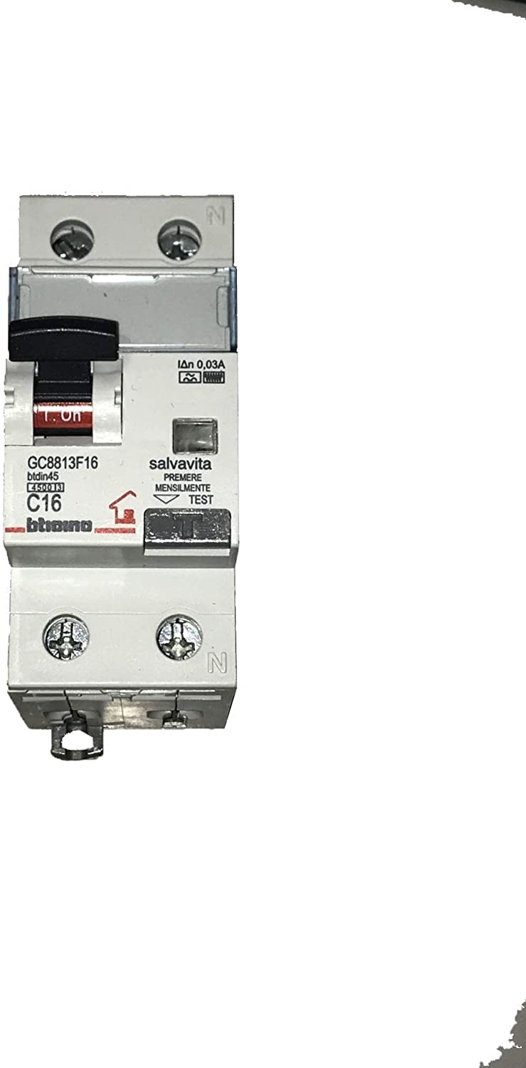 BTicino GC8813F16 Interruttore Magnetotermico Differenziale Tipo F C16 1P+N 4.5kA