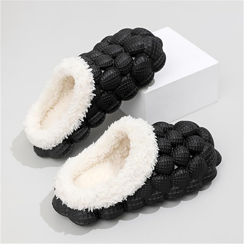 Women's Fleece Lined Bubble Slides, Comfortable Non-Slip Soft Sole Warm Slippers for Indoor Outdoor2
