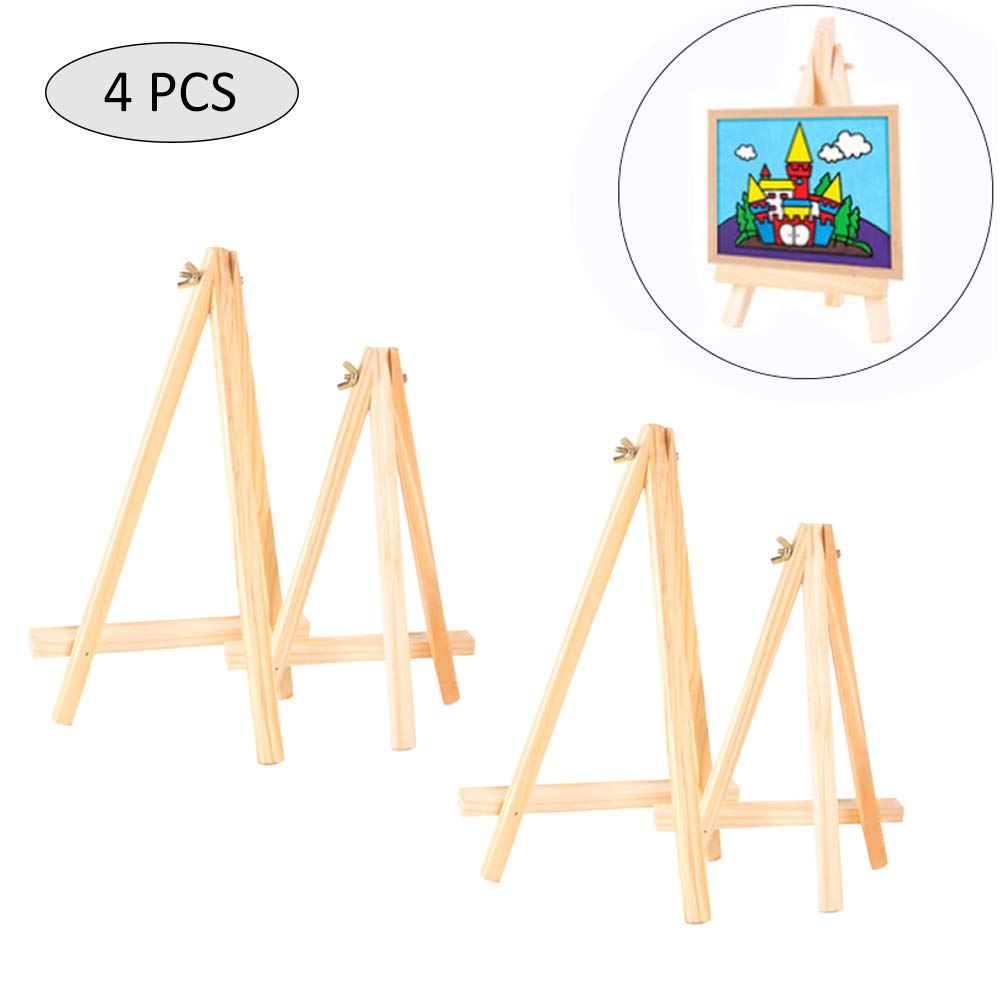 Artist Easel Triangle, Mini Wooden Triangle Easel, Wood Blackboard Display Easel, Triangle Easel for Displaying Painting Craft Drawing Photos, Tabletop Art Craft (2pcs Large, Medium)