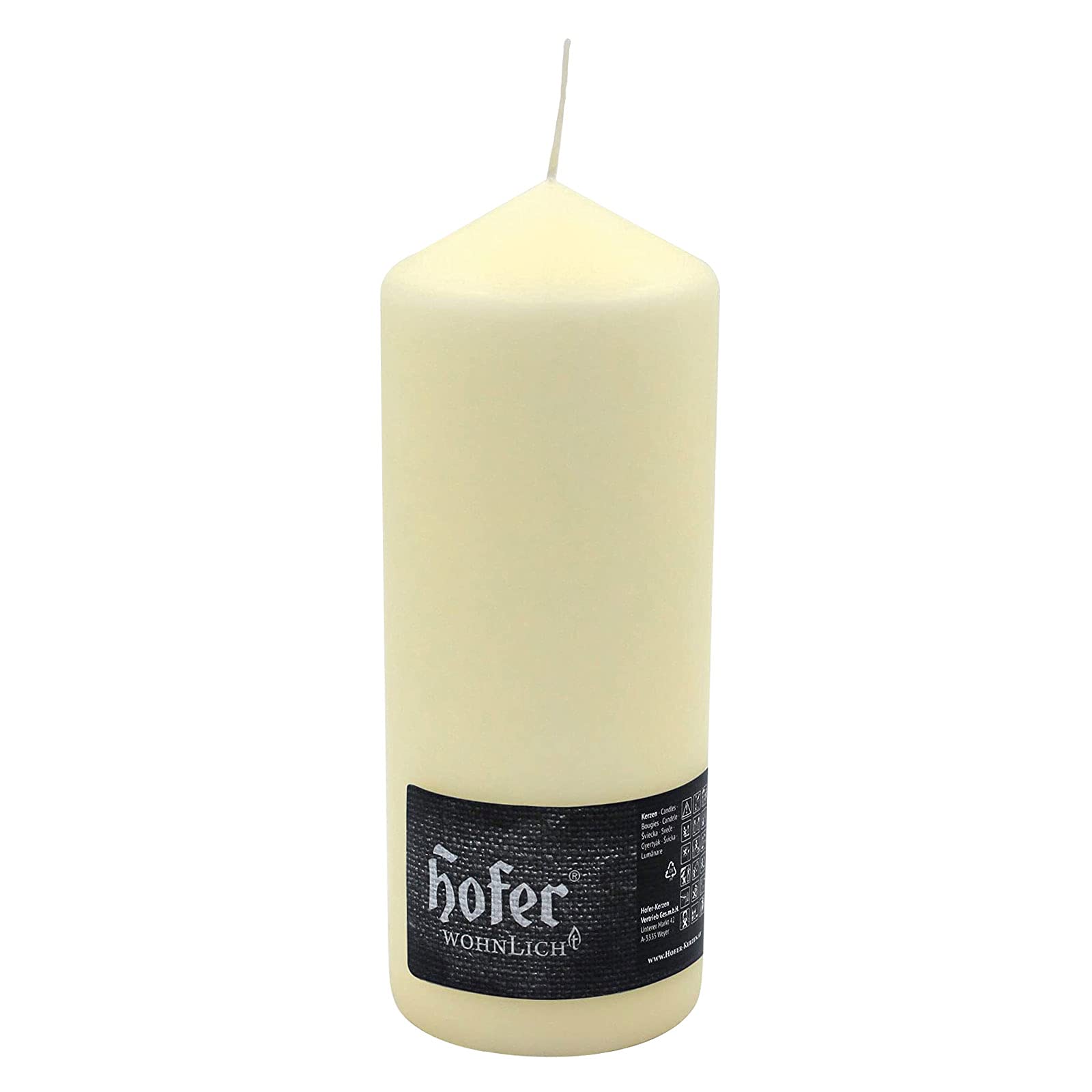 Hofer - Velas cilíndricas de columna – Larga duración: aproximadamente 80 horas – Juego de 3 velas, 8 x 20 cm, color marfil – cera antigoteo