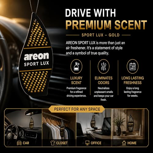 Image of AREON SL-Gold-12 Sport LUX Cardboard Air Freshener, Gold, 12 Pack