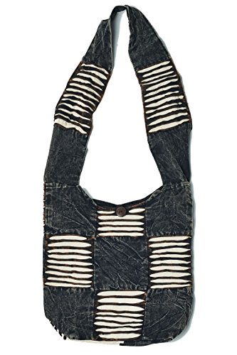 Black and White Razor Cut Patchwork Unique Crossbody Shoulder Boho Hippie Handbag Purse Large2