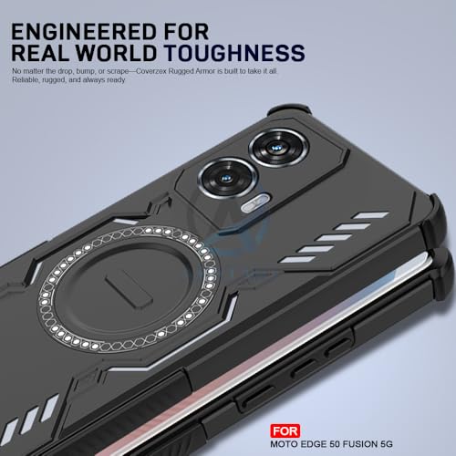 Image of AESTMO Back Case Cover for Motorola Moto Edge 50 Fusion 5G | Magnetic Case with Built-in Metal Ring | Compatible with MagSafe Accessories | Shockproof Hybrid (PC + TPU, Black)