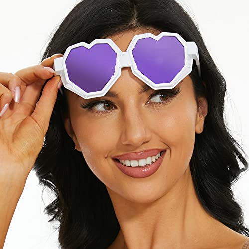 Image of laureles 2Pack Heart Shaped Goggle Y2K Sunglasses Women Fashion One Piece Oversized Love Sun Glasses Men