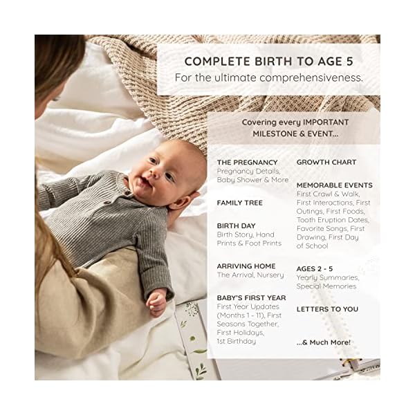 Andenken Baby Erinnerungsbuch für Baby Junge oder Mädchen - Zeitloses Baby erstes 5 Jahre Babybuch - Ein Meilensteinbuch zum Aufzeichnen jedes Ereignis von Geburt bis Alter 5 – Bild 5
