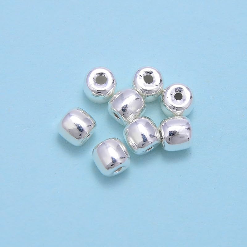925 Sterling Silver 4-Pointed Flower Camber Heart Barrel Charm Beads for Jewelry Making, Silver Spacers Beads for Craft DIY Bracelet Earring - Image 3